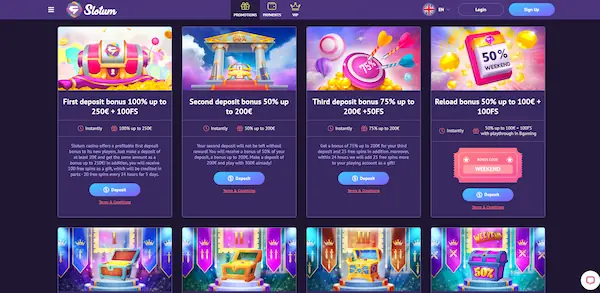 slotum casino promotions page